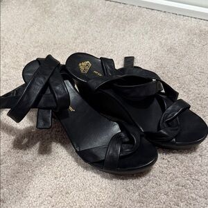 Fornarina Elegant Black Leather Lace Up Sandals